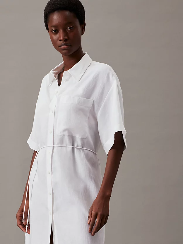 Vestido camisa confortável em mistura de linho