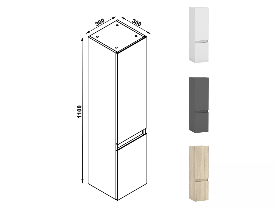 Ensemble muebles Salle De Bain 100cm Anthracite meuble avec colonne vasque ceramique - Aica