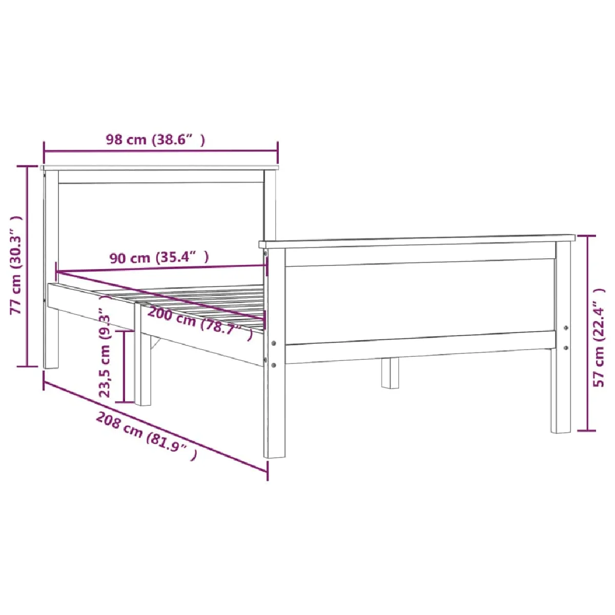 VIDAXL vidaXL 90x200 cm - Marron miel