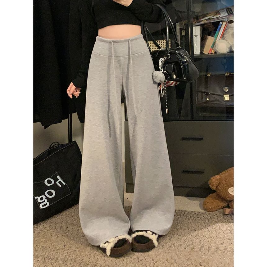 Vhancy - Hoge taille effen wijde broek