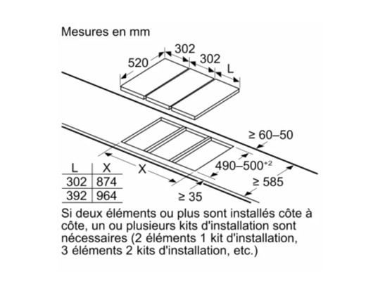 SIEMENS - Domino vitroceramique ET375FFP1E, IQ300, 2 foyers, Profil inox