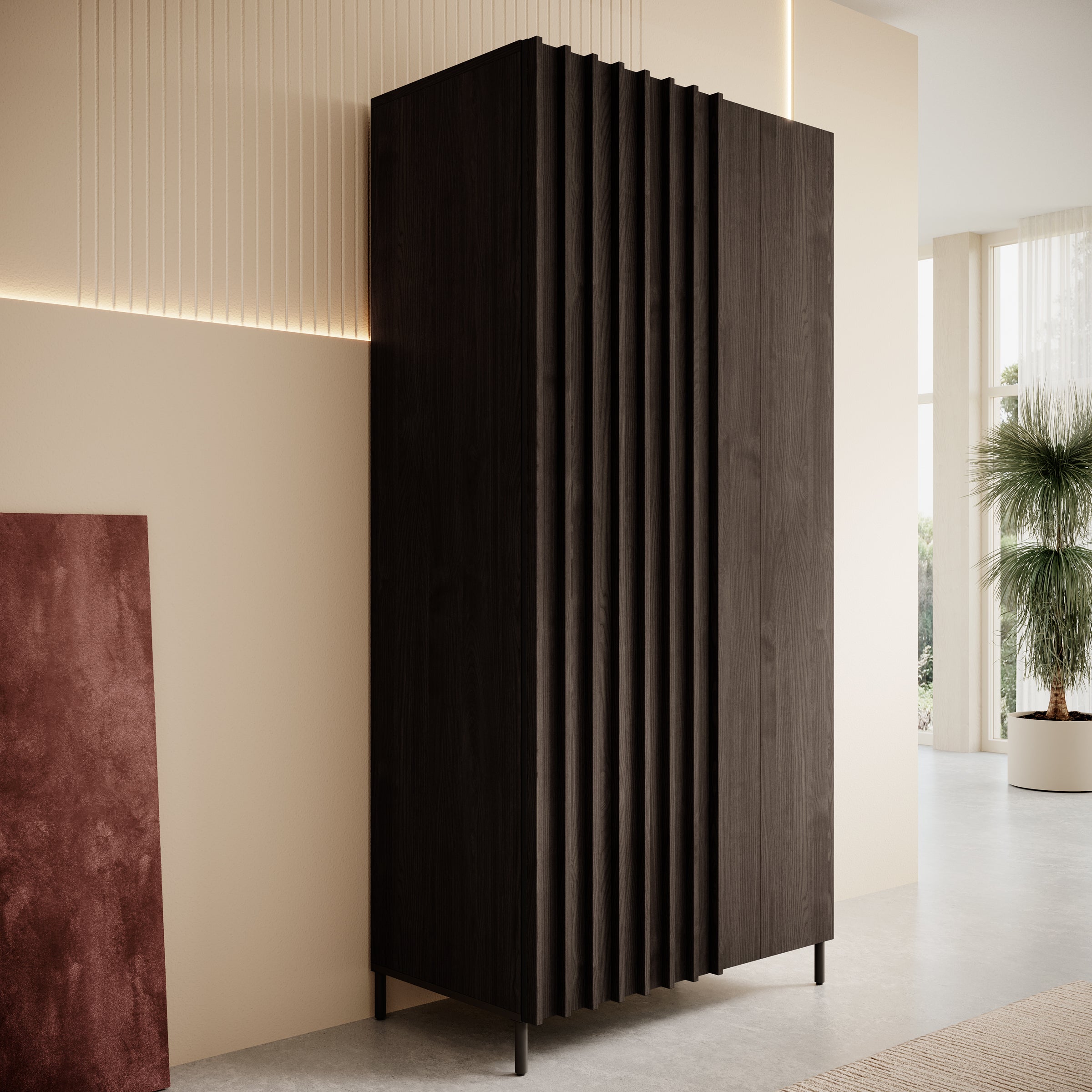 Meubella - Kledingkast Paz - Donkerbruin eiken - 92 cm