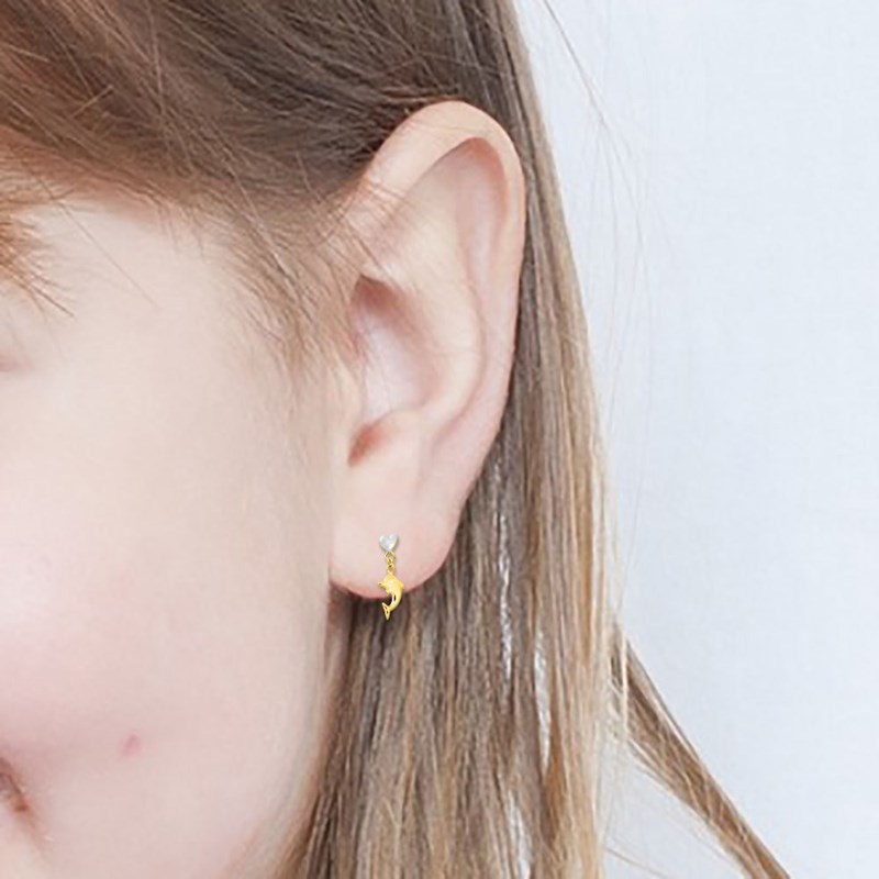 Boucles d'oreilles enfant  - Or 18 Carats - Dauphin