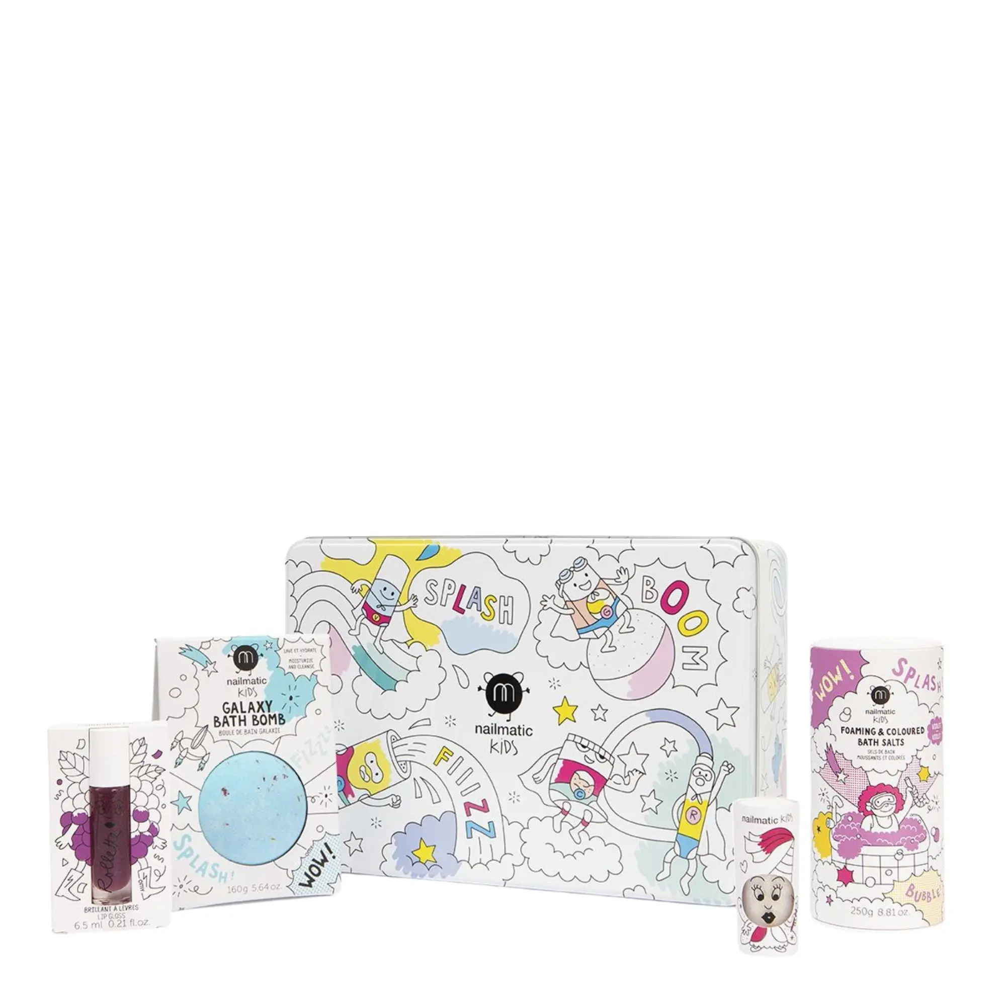 Nailmatic - Coffret Magic Box FunVernis, Brillant à Lèvres, Bain Moussant & Boule de Bain- Coffret enfant