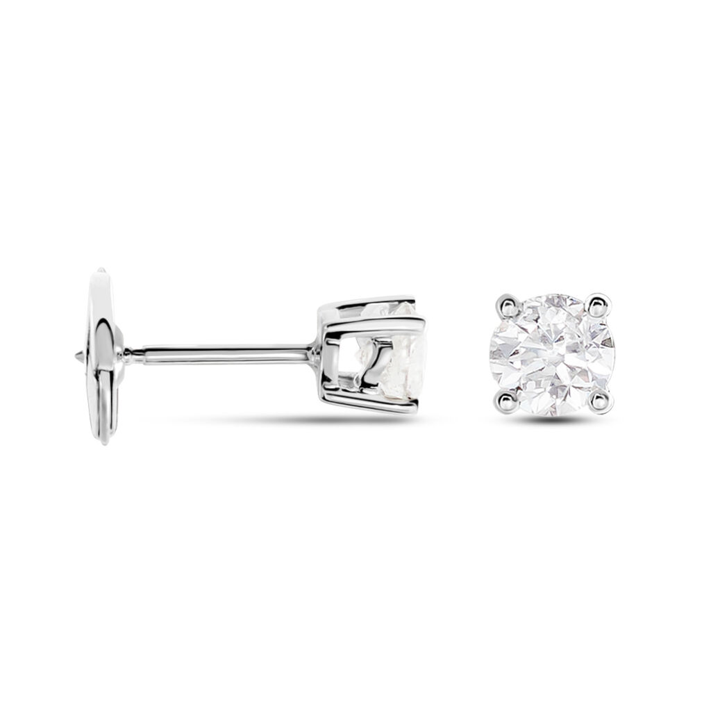 Boucles D'oreilles Puces Or Blanc Victoria Diamants