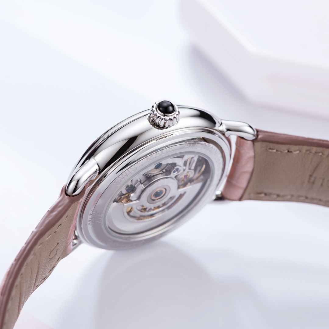 Aerowatch 1942 Lady Automatic Skeleton Leder rosa