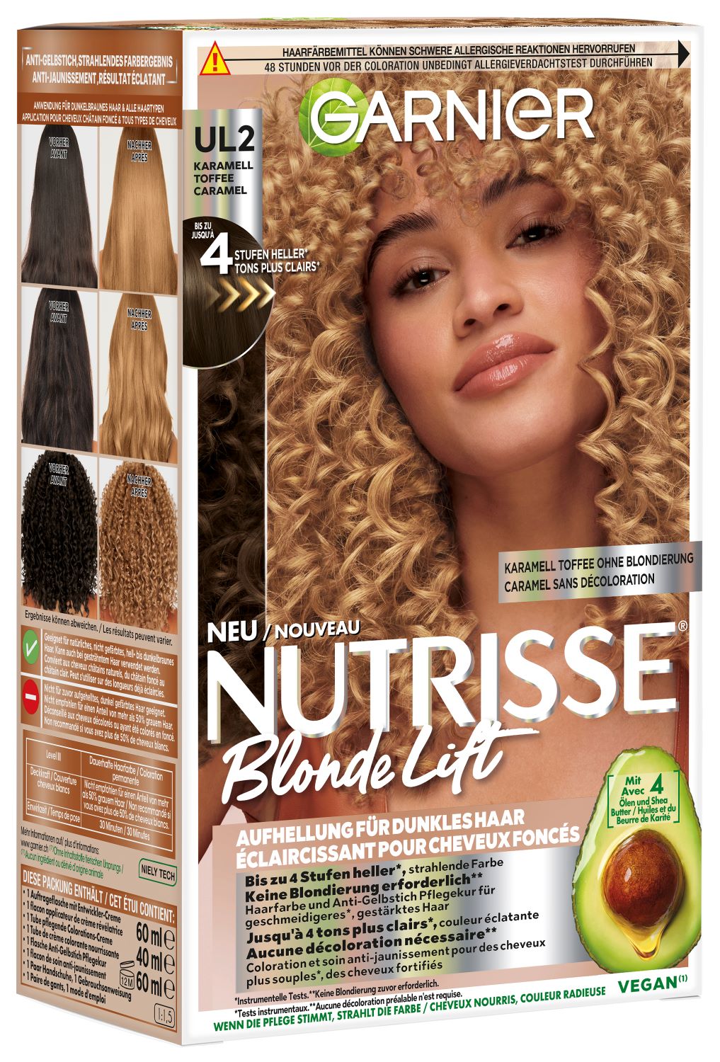 NUTRISSE Blonde Lift<br>1 Stück, Karamell Toffee Aufhellung für dunkles Haar UL2