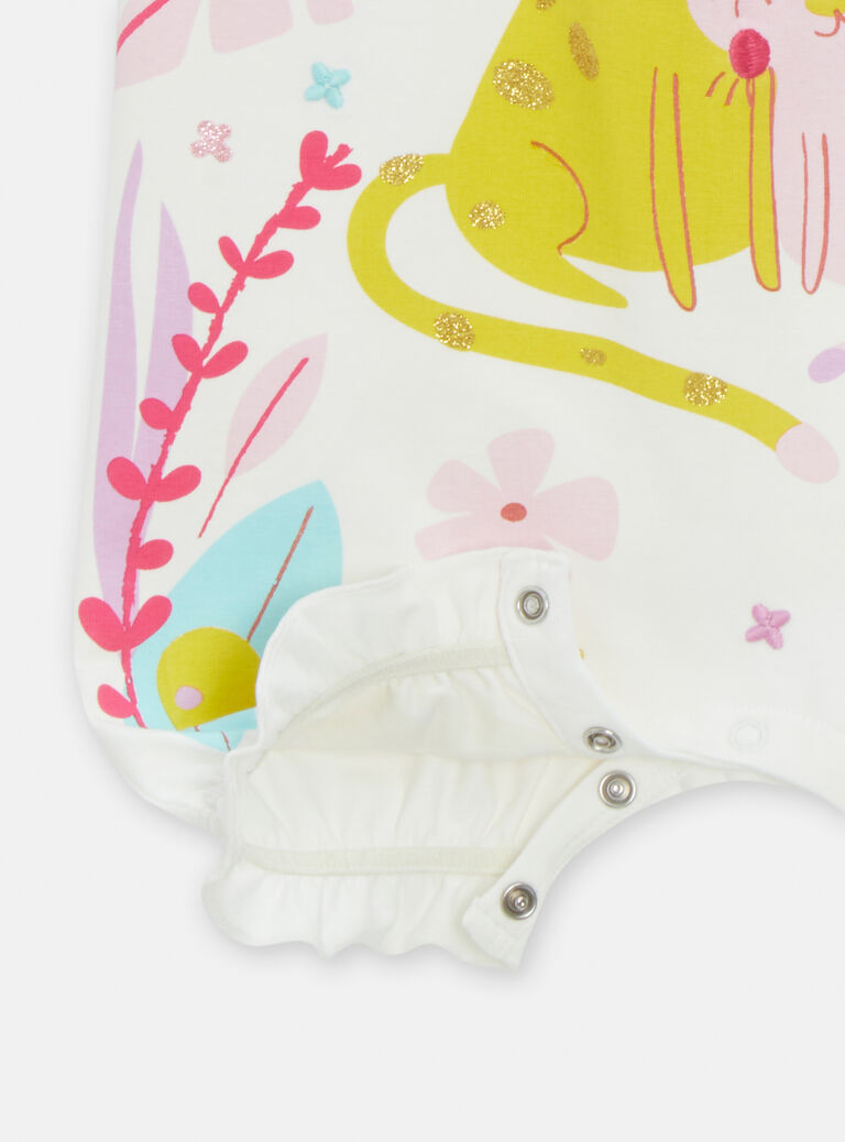 Grenouillère écrue fantaisie pour bébé fille