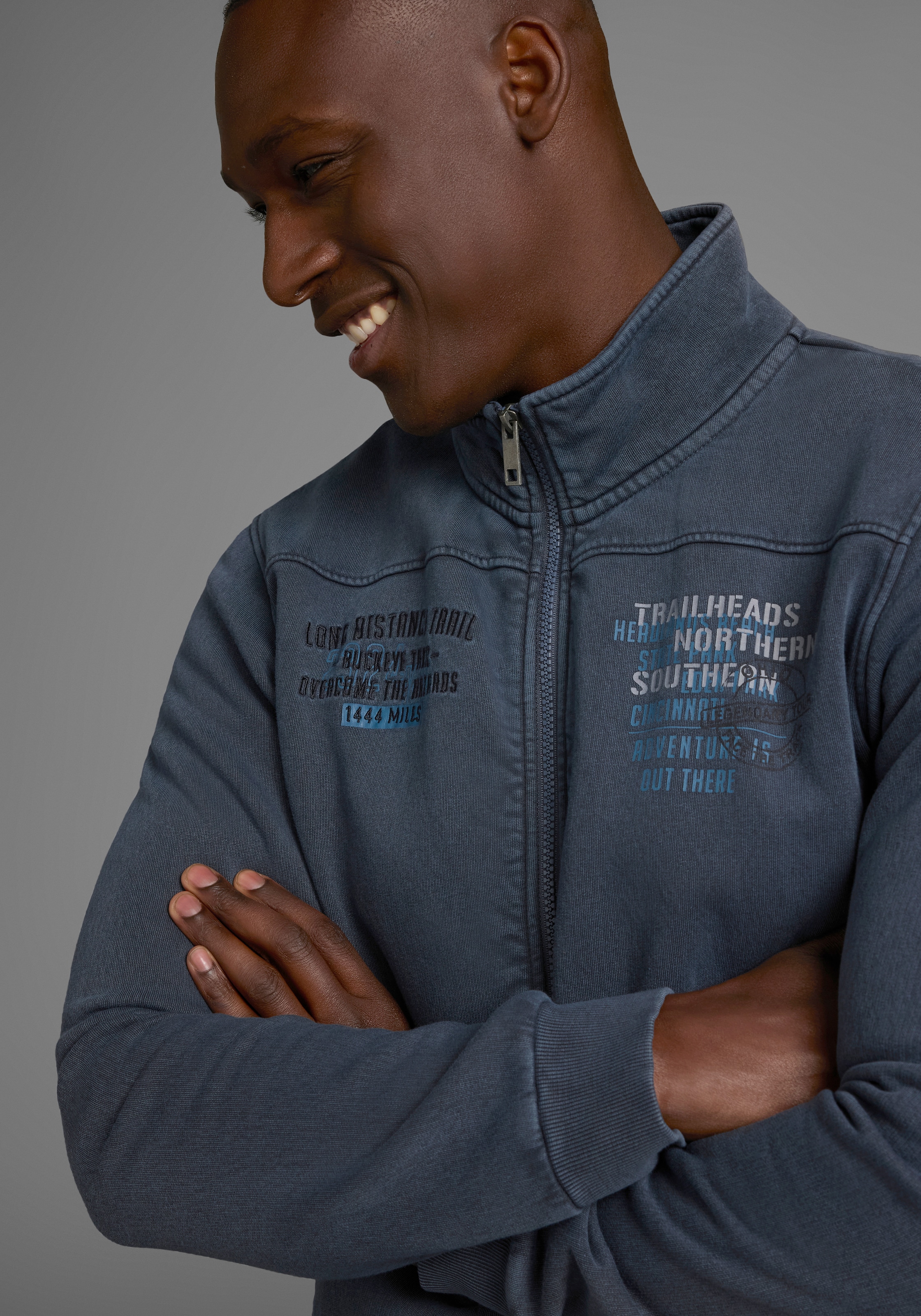 Man's World Sweatjacke , mit Print und Stickerei
