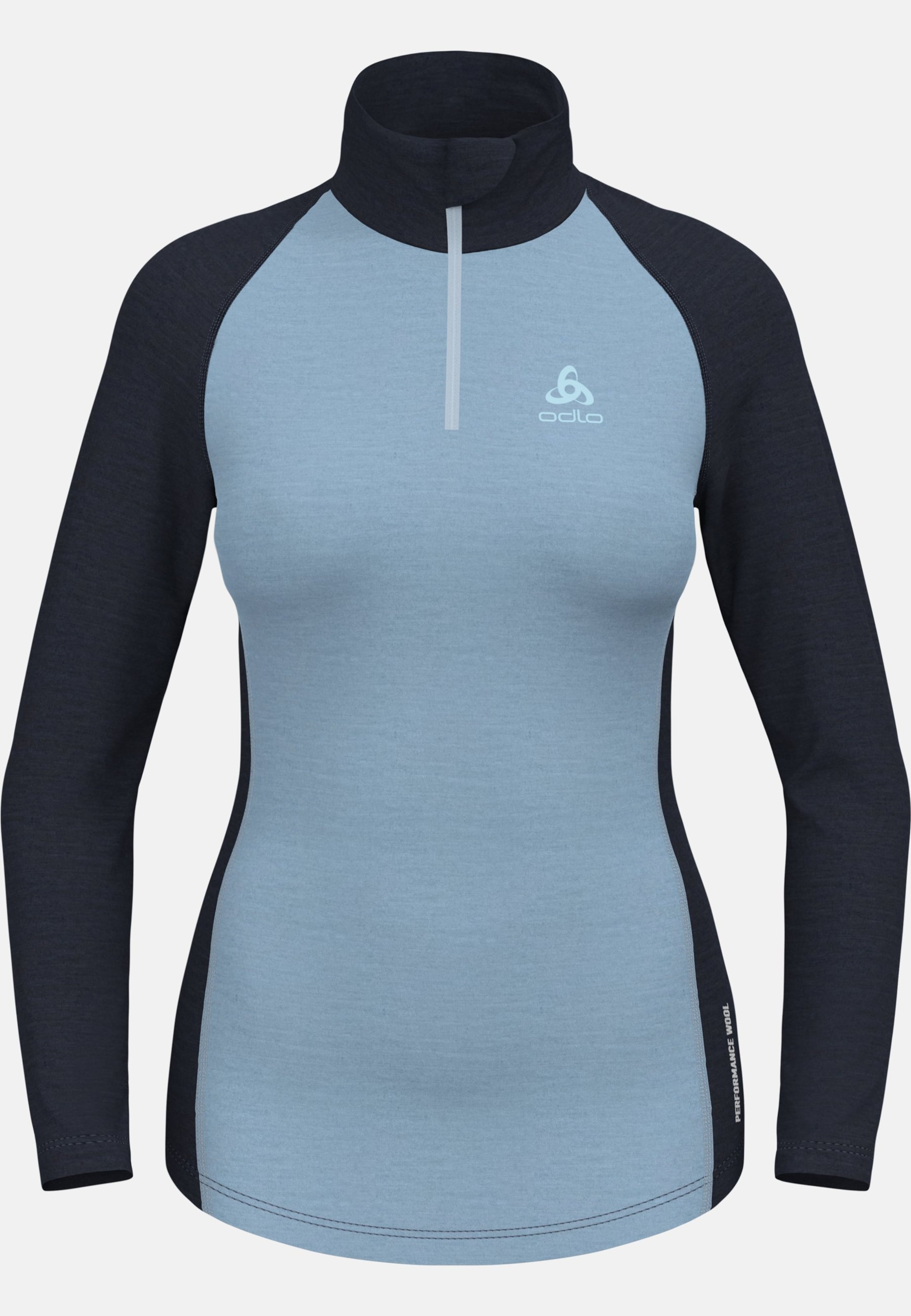 Natural Performance Wool 150 Base Layer Half Zip in provincial blue - dark sapphire melange