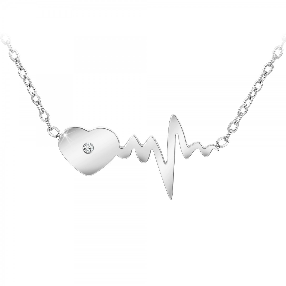 Collier coeur SC Crystal orné d'un véritable diamant blanc