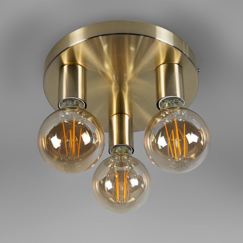 Art Deco plafondlamp goud rond - Facil 3