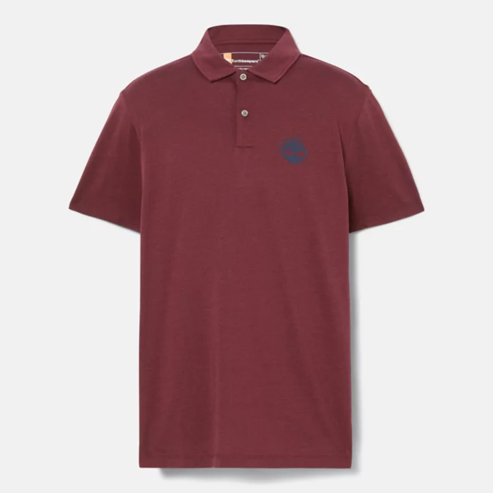 Polo com logo e tecnologia Refibra para homem na cor bordô.