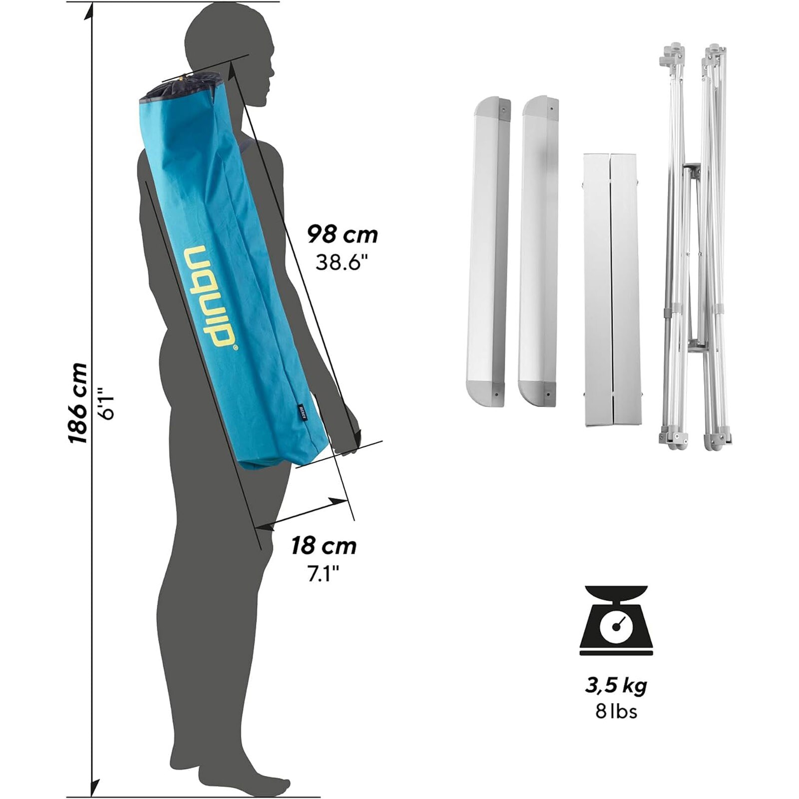 UQUIP Campingtisch Mercy Camping Falttisch Rolltisch Klapptisch 4 Personen Alu