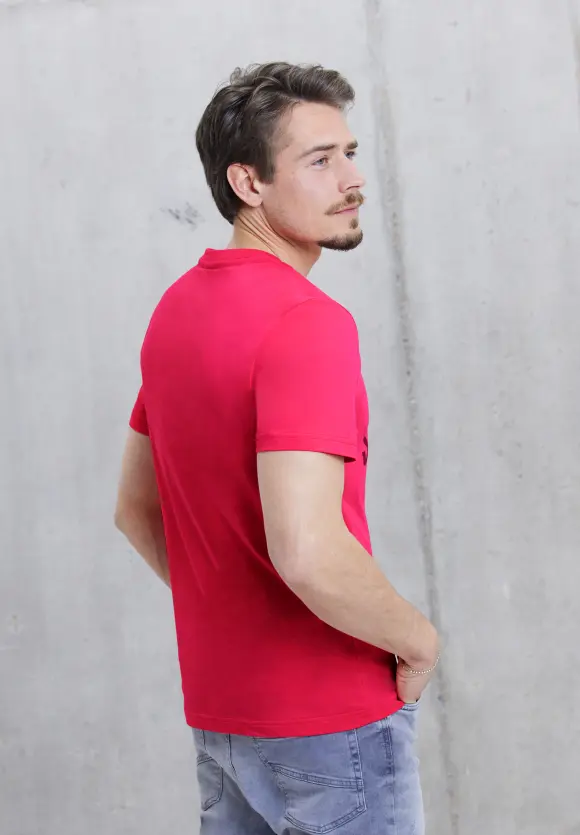 T-Shirt mit Logo Print - hibiscus red
