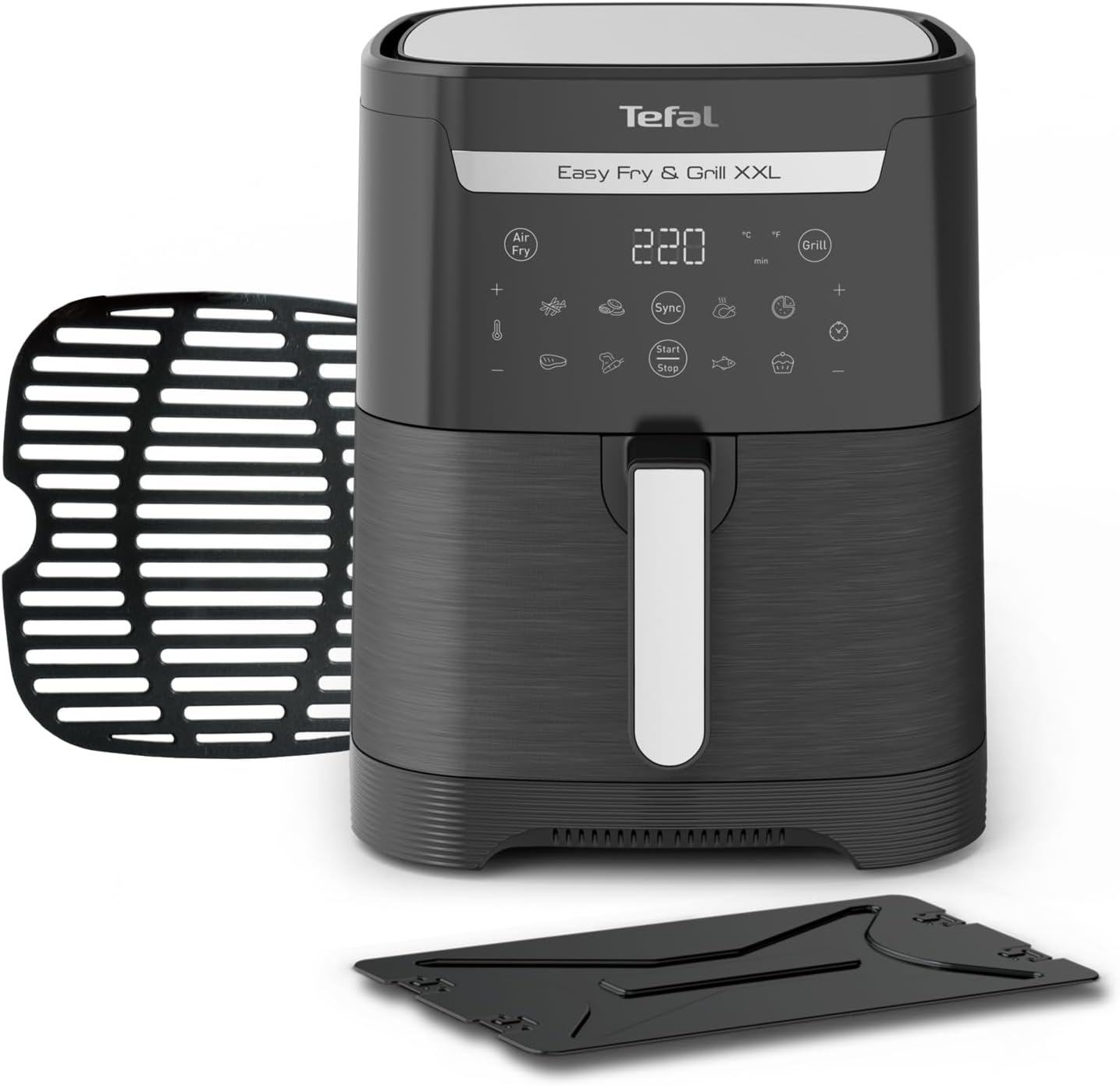 Tefal Easy Fry & Grill XXL Heißluftfritteuse 6,5 L – Airfryer mit Flexcook-Trennwand (XXL oder geteilt), 8 Programme, 80–220 °C, Druckguss-Grillplatte, fettarm frittieren, spülmaschinenfest EY8018
