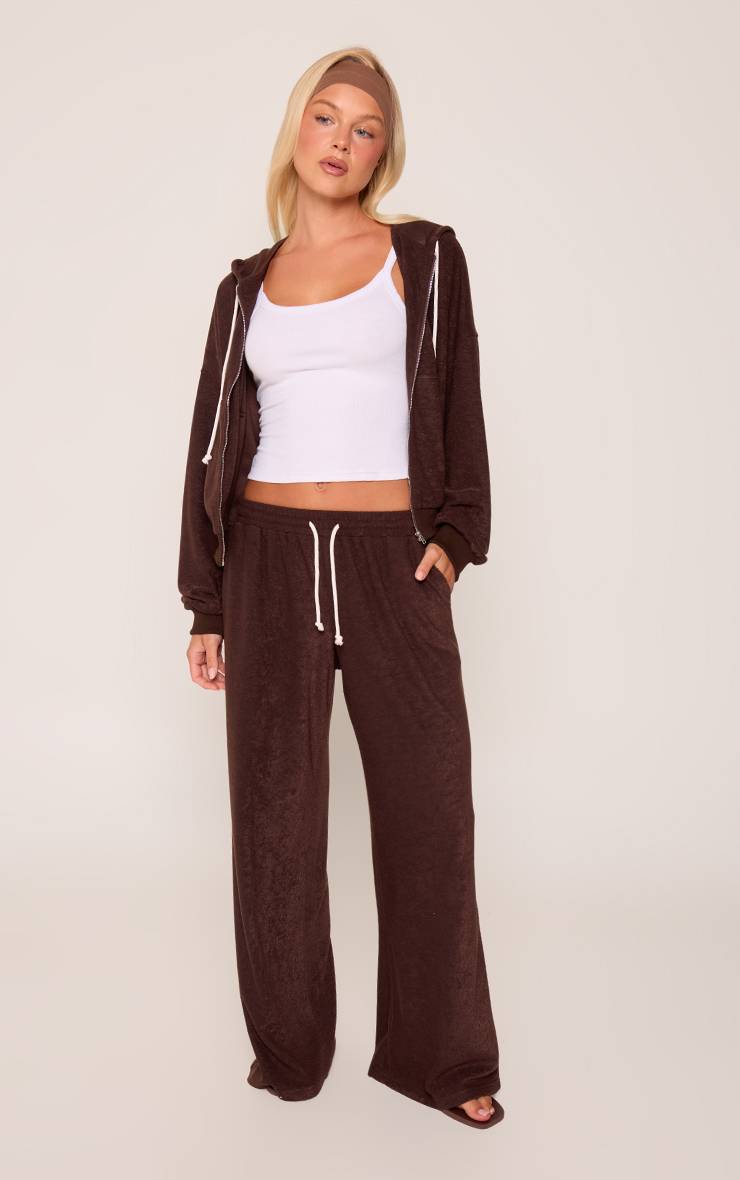 Chocolat Sweat À Casynthétiqueche Zippé En Tissu Éponge Avec Cordon De Serrage Contrasté