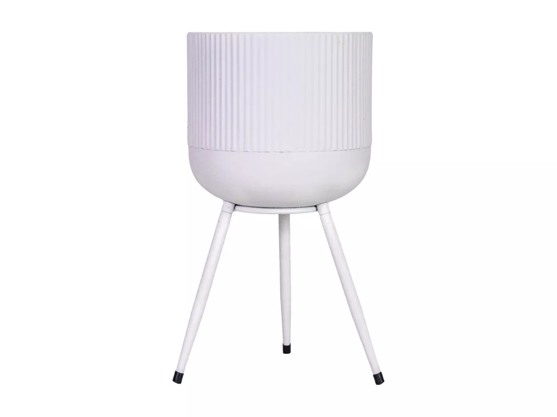 Jardinière avec support en métal blanc 25,5x25,5x48h cm