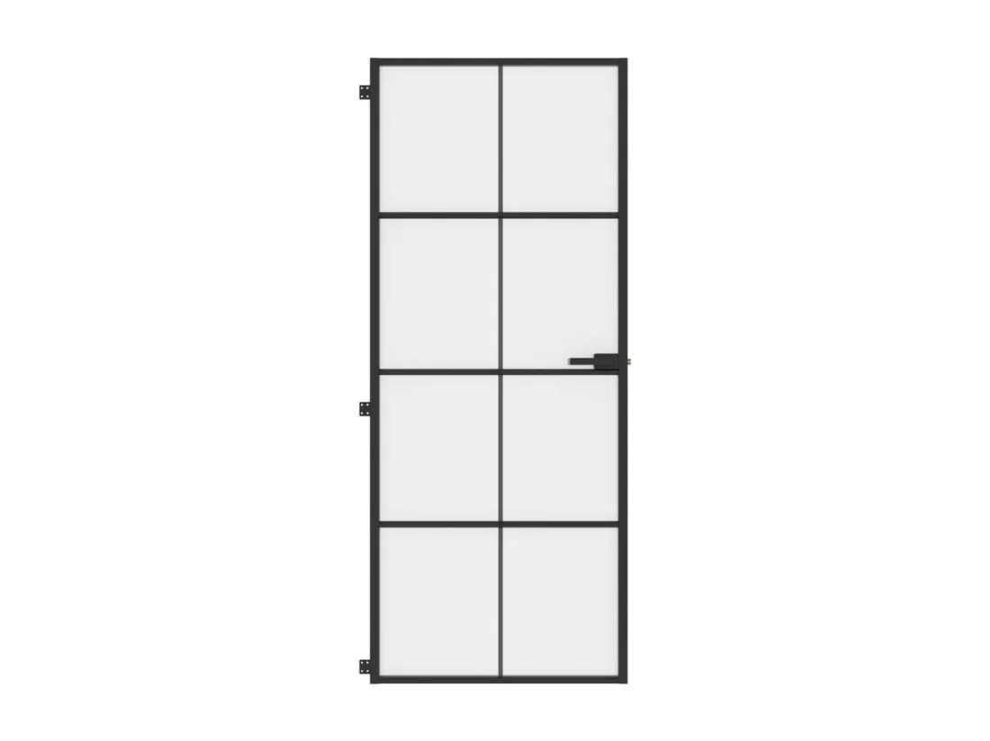 Porte intérieure mince noir 83x201,5 cm verre trempé aluminium