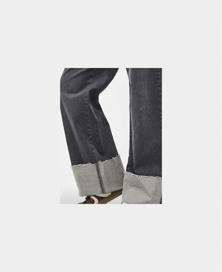 Pieces PCPIL HW STRAIGHT FOLD UP JEANS Grey denim