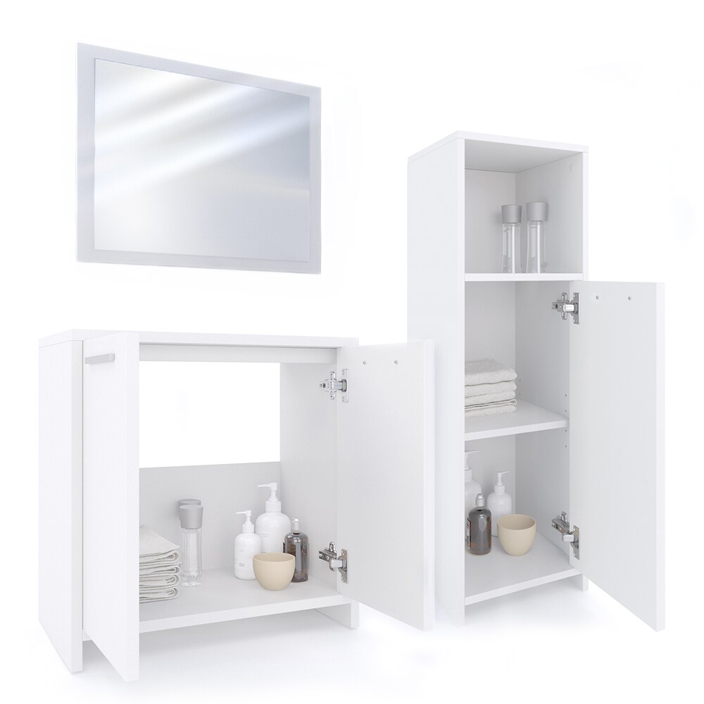 Vicco Badmöbel Set Kiko Badezimmer Spiegel Kommode Unterschrank Weiß