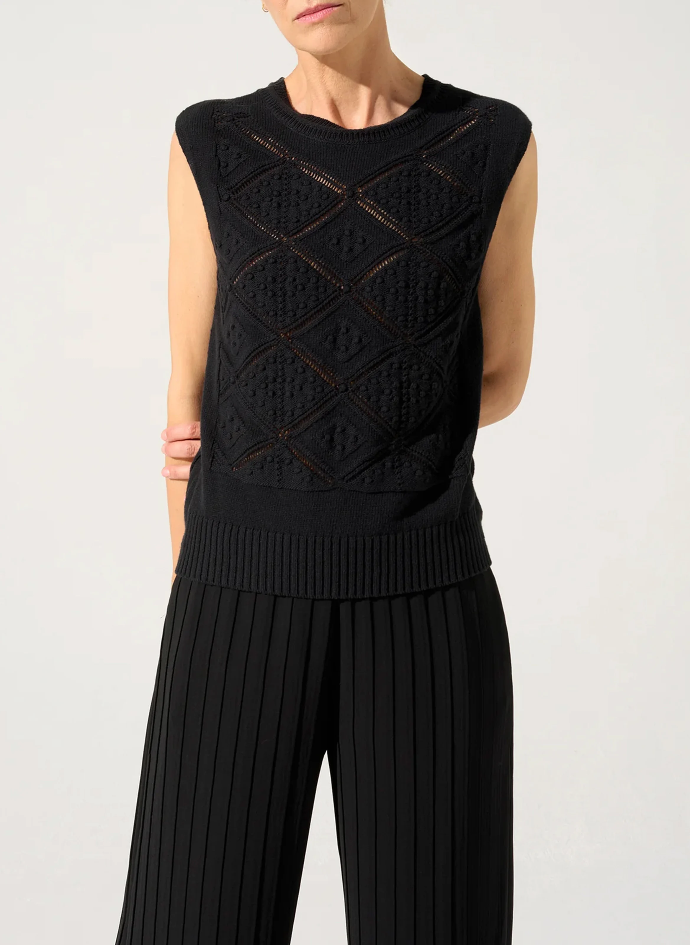 Pull débardeur droit en coton | Noir
