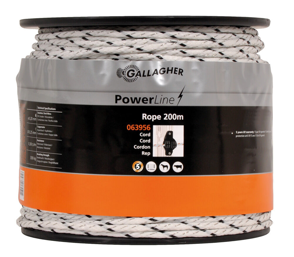 Gallagher Powerline Cord  - Geleiders - 16.2 cm - 200 Meter - Wit - 20 cm - 20000 cm