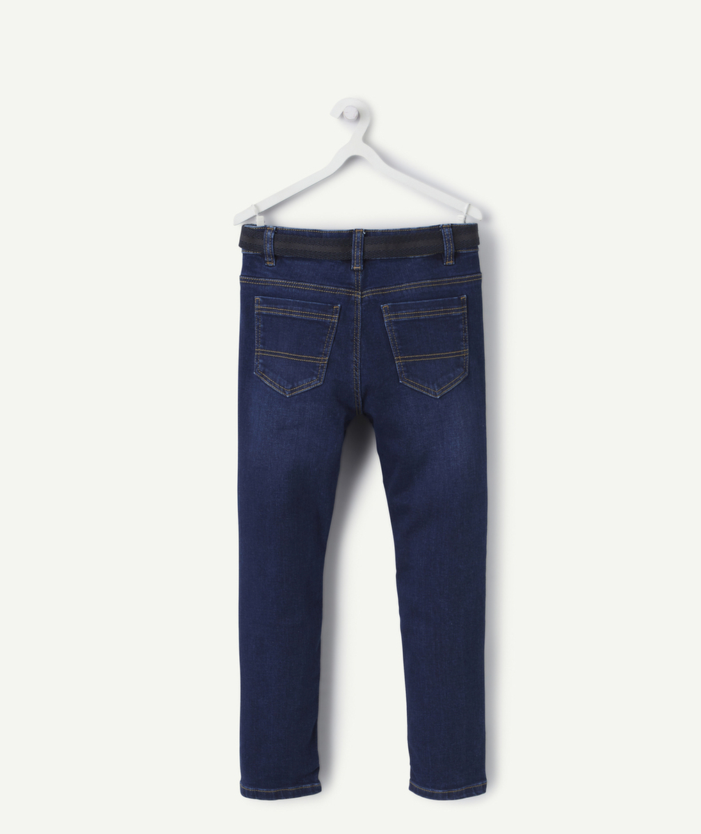 PANTALON SLIM GARÇON EN DENIM BRUT ULTRA-RÉSISTANT AVEC CEINTURE