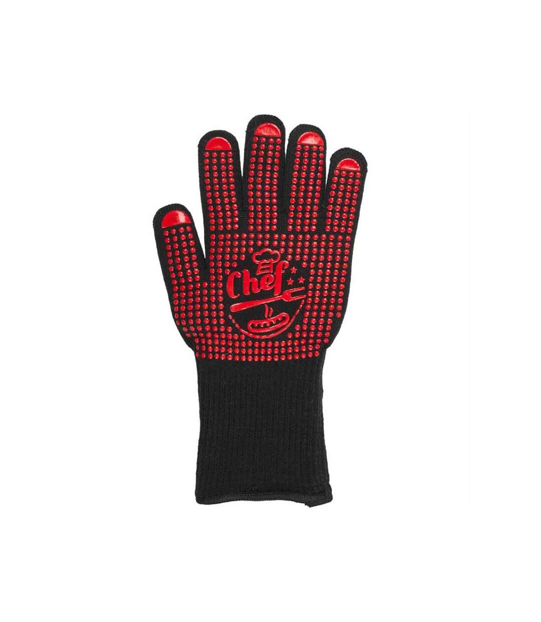 Paris Prix - Gant Anti-chaleur barbecue 32cm Noir & Rouge