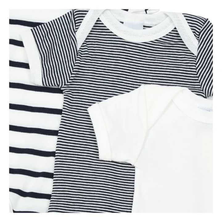 Petit Bateau Lot 3 Bodies Sans Manches Marinière Coton Bio | Bleu