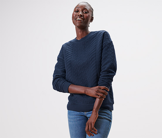 Sweatshirt mit Zopfmuster