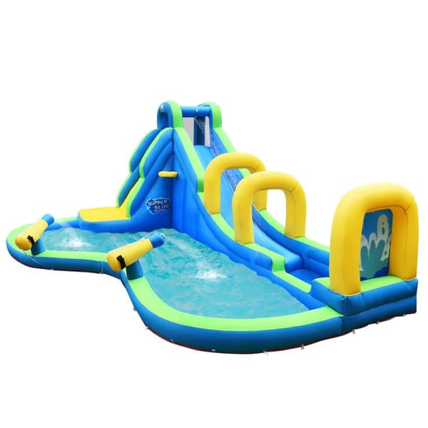 Hoppeslott oppblåsbar vannsklie Play Pool Water Park med sklie 478x365x242cm