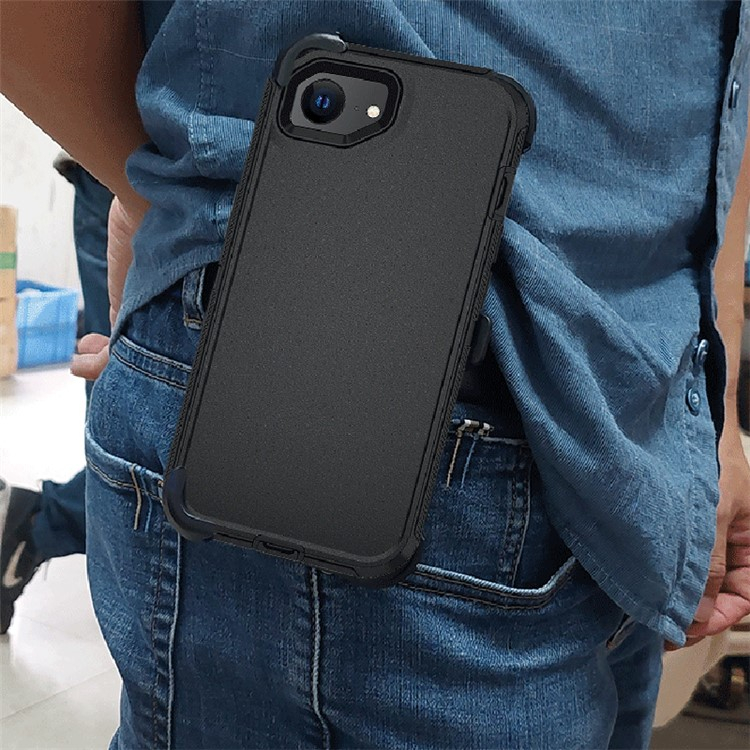 iPhone 16e Outdoor Hybrid Schutz Hülle Defender   Gürtel Clip Holster - Schwarz