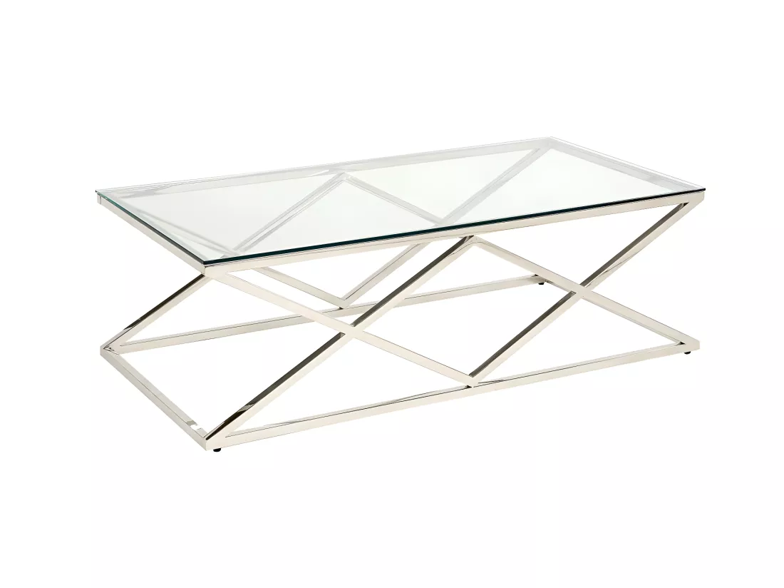 Table basse CHARLOTTE de Pascal MORABITO - Verre trempé et acier - Doré