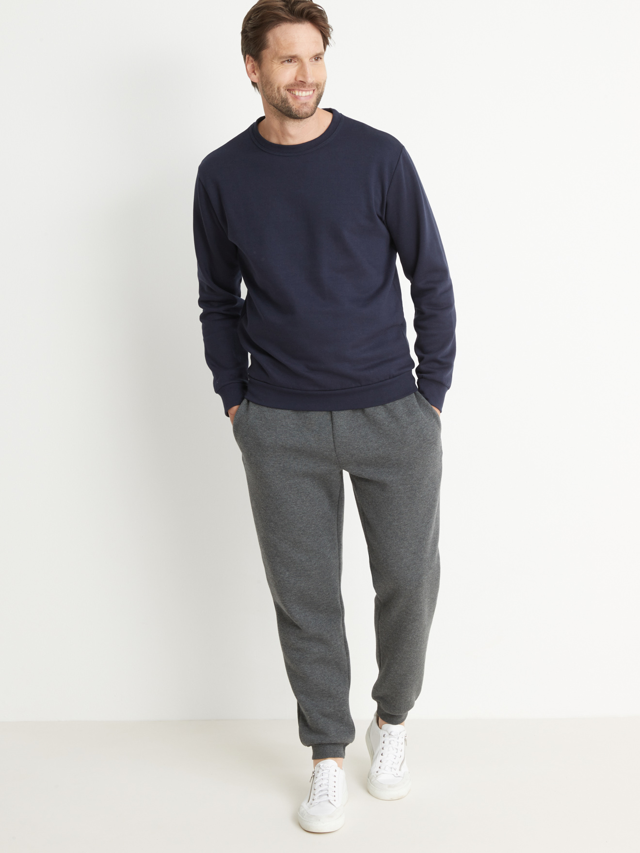 Sweat-shirt molleton encolure ronde