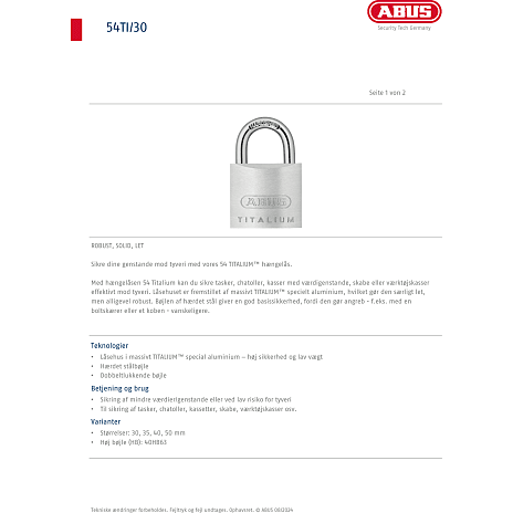 ABUS hængelås 54TI/20