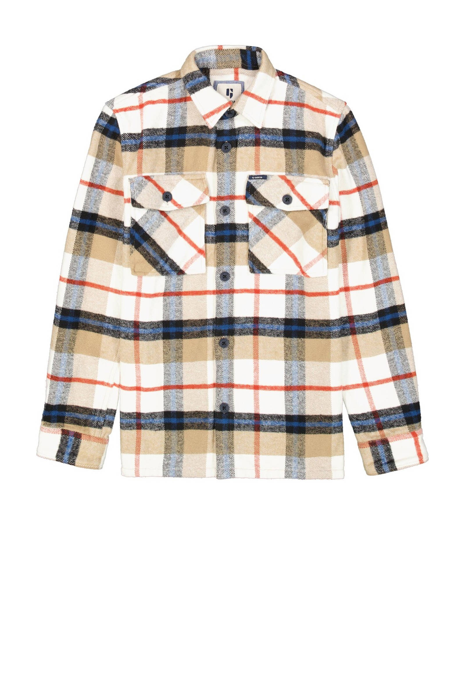 Garcia geruit overhemd beige/blauw/rood