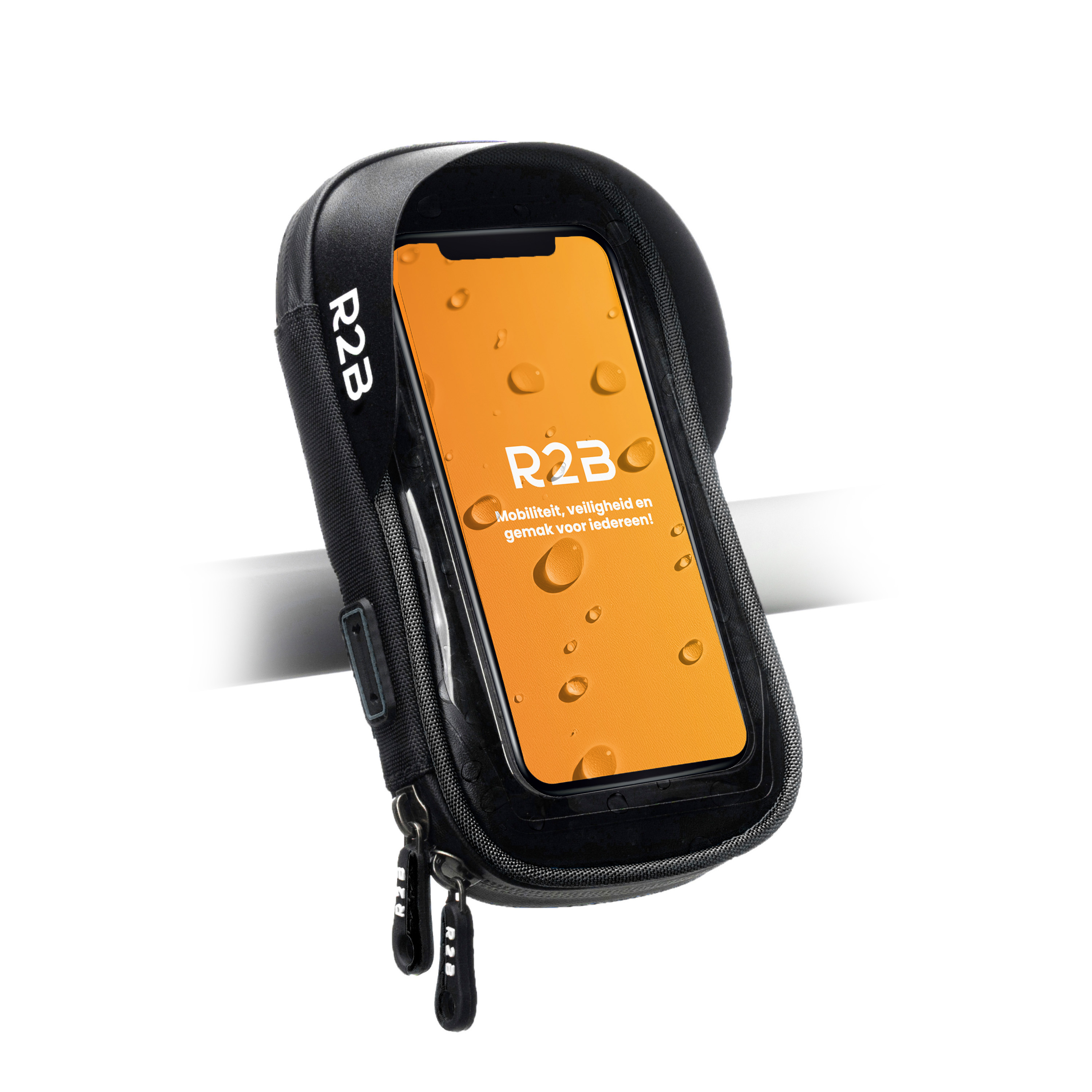 R2B Zwarte Waterdichte Fiets Telefoonhouder