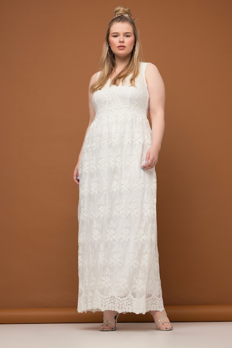 Hochzeitskleid, Spitze, V-Ausschnitt, ärmellos