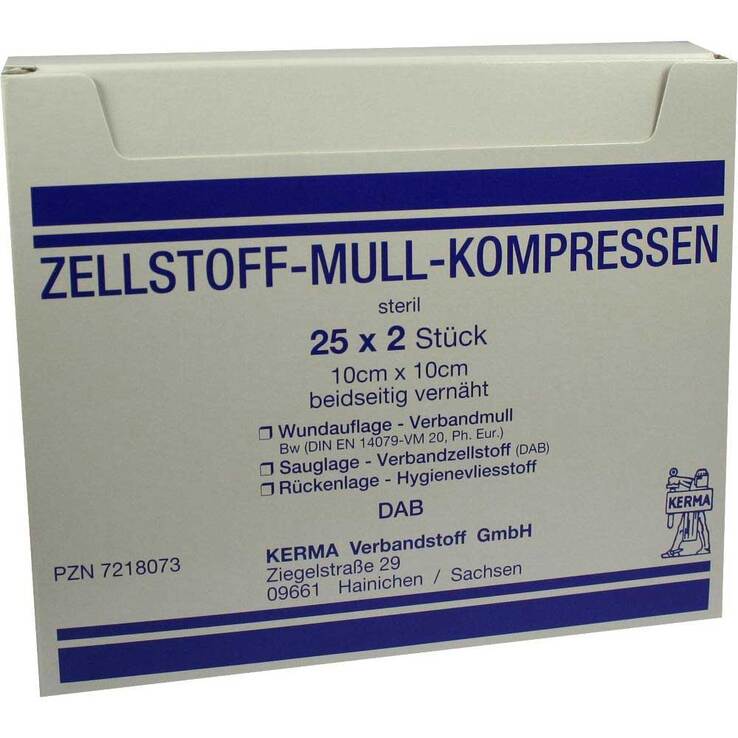 Zellstoff Mullkompressen 10c, 25X2 St