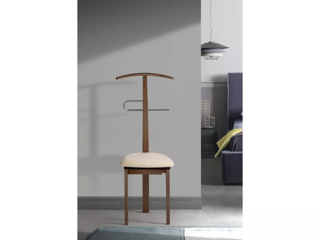 Valet de nuit - H108cm x L46cm x P44cm - hêtre massif noyer - Stilizzato
