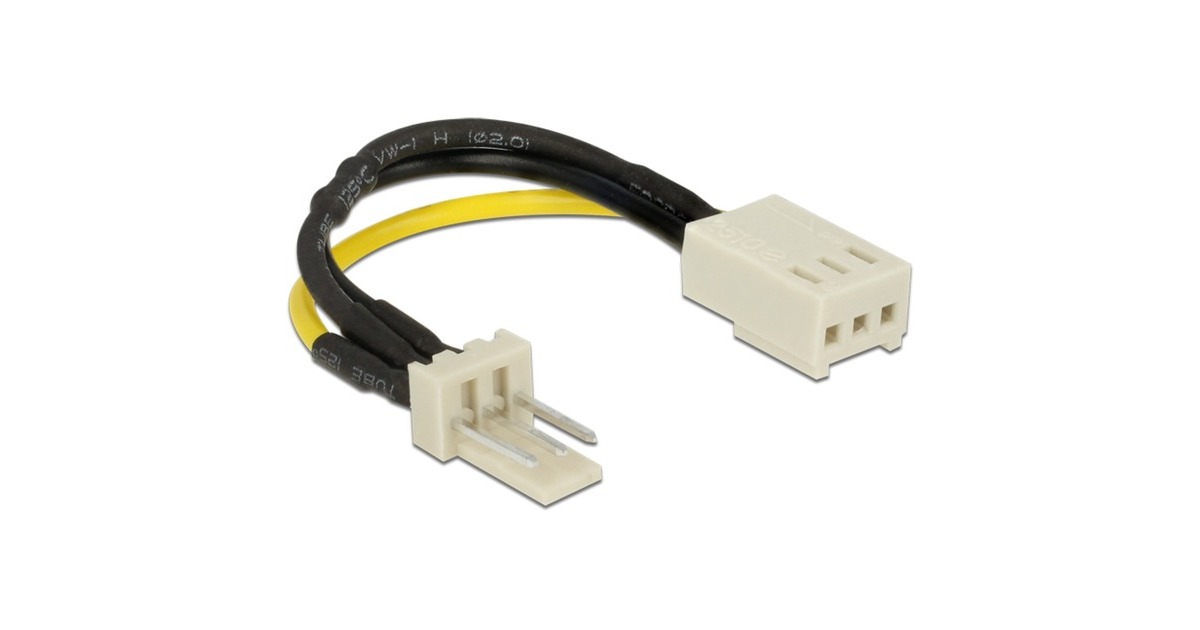DeLOCKVoedingskabel 3-pin male > 3-pin female (fan)  (Zwart/geel)
