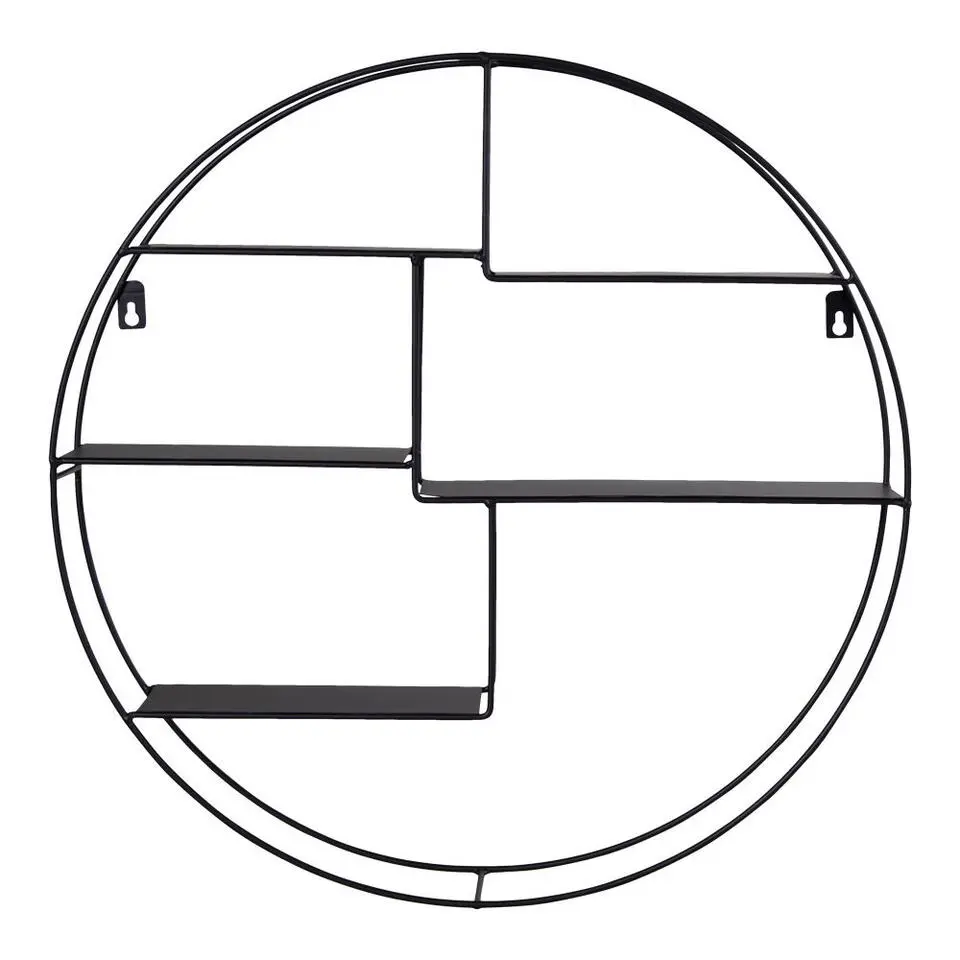 Genk Zwart Wandplank - Staal Ø47x10 cm