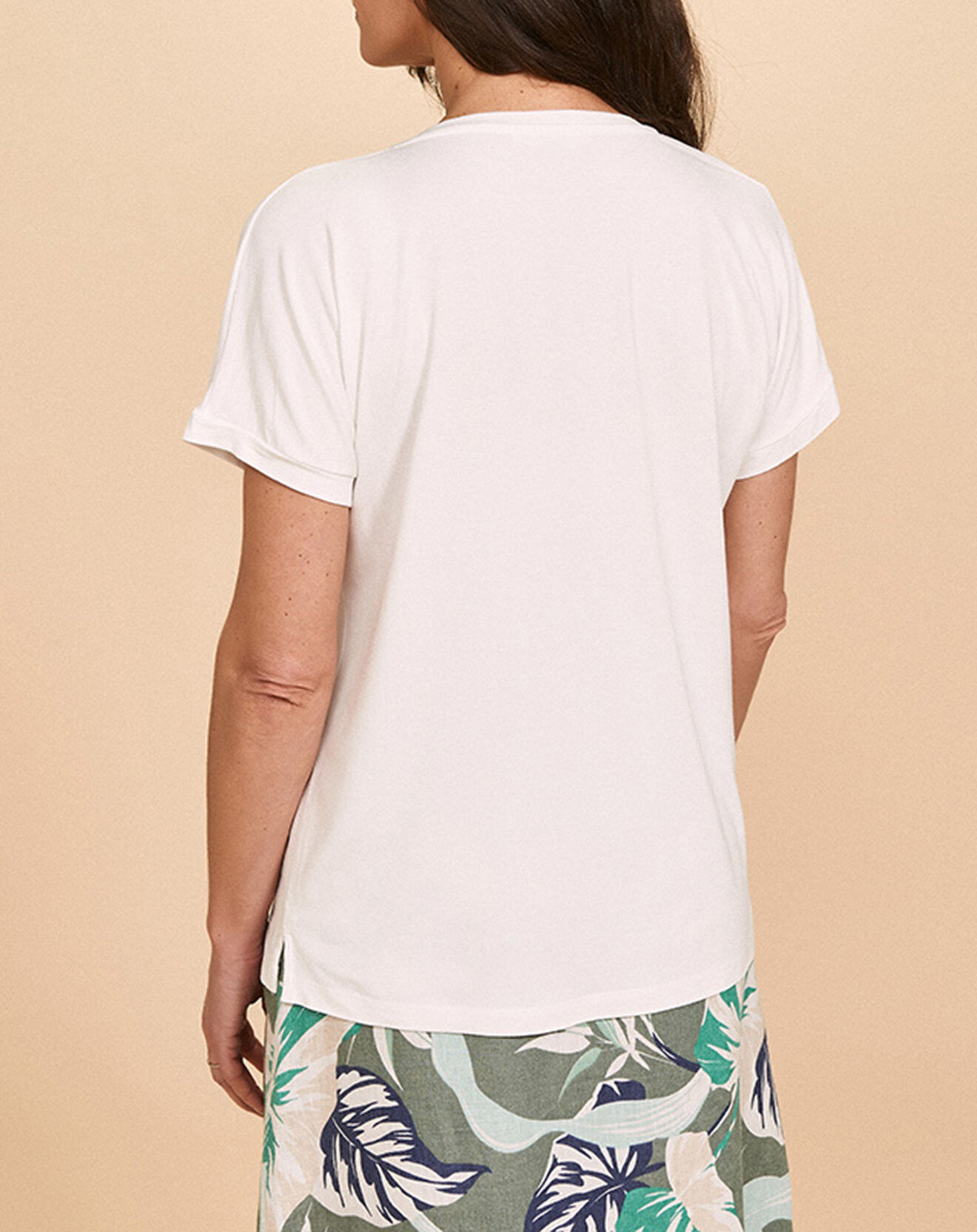 Devernois T-Shirt Tilleul à broderies blanc cassé