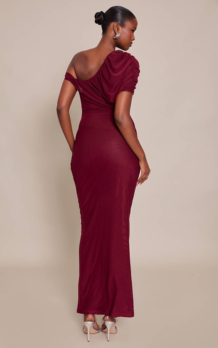 Prune Robe Longue Drapée Avec Détail De Garniture En Mousseline