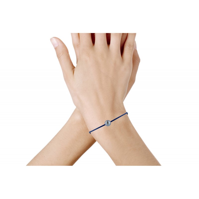 Bracelet La Perle de Culture Noire des Poulettes - Colors - Bleu Jean
