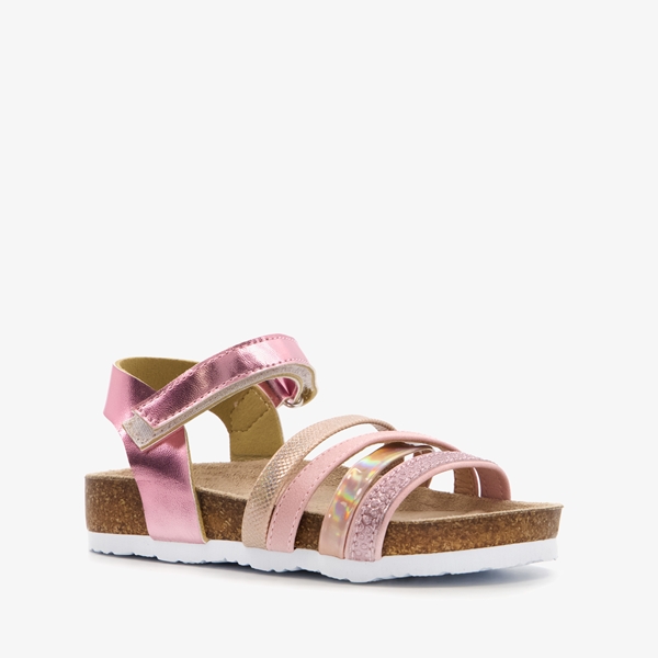 Meisjes bio sandalen met roze metallic details