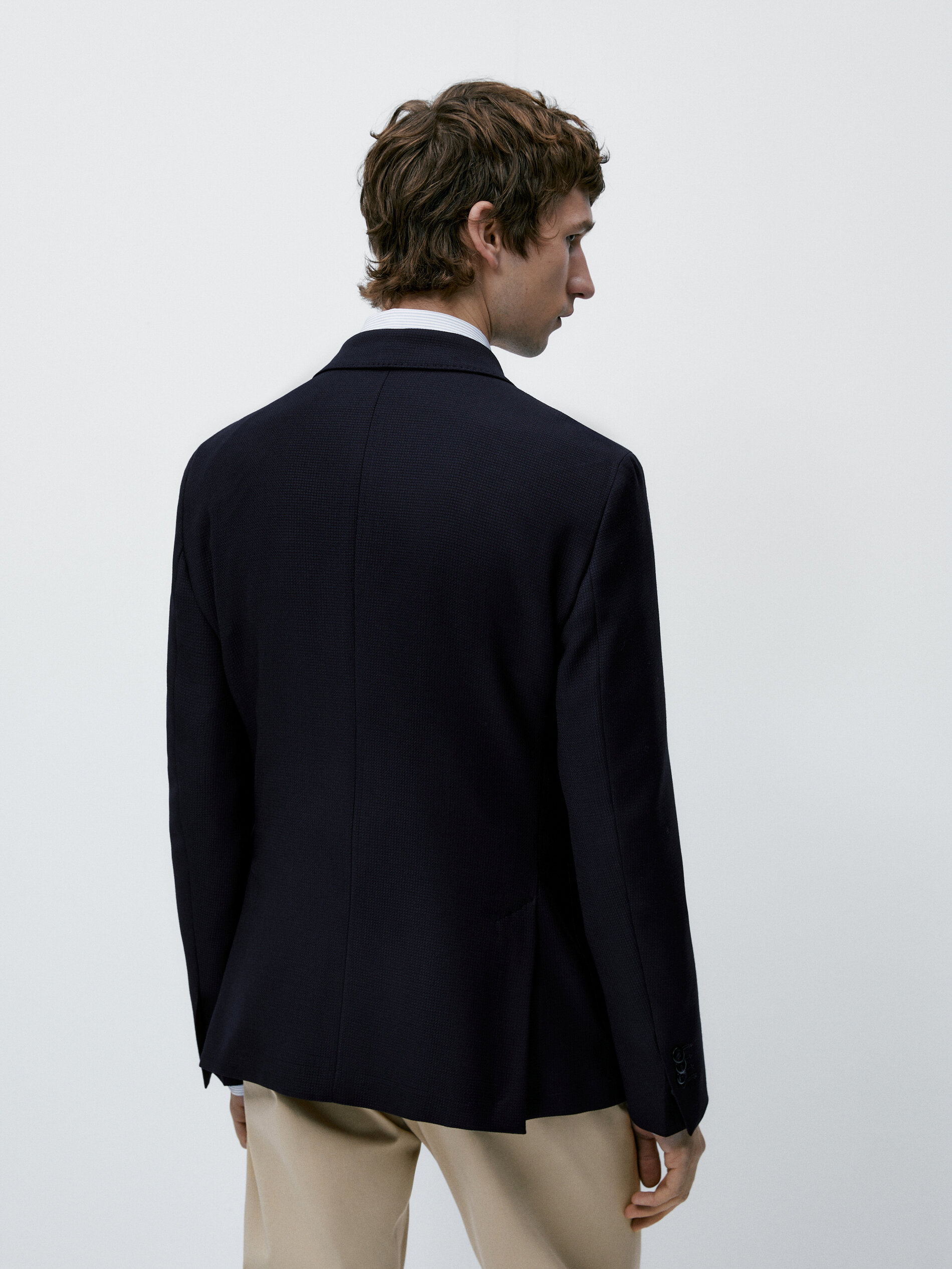 Blazer estruturado em lã azul marinho - AZUL MARINHO