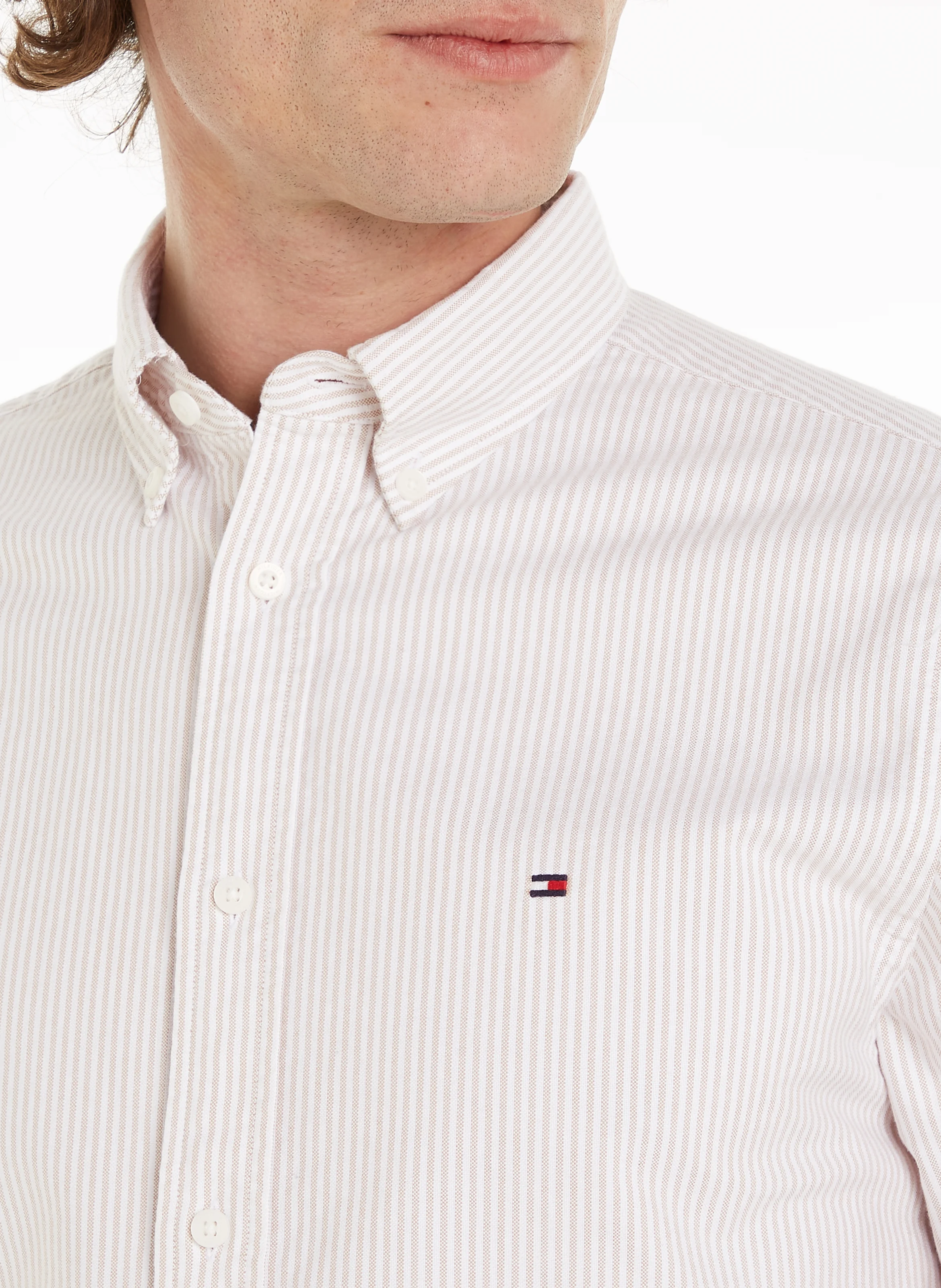 Chemise col classique en coton bio mélangé | Kaki