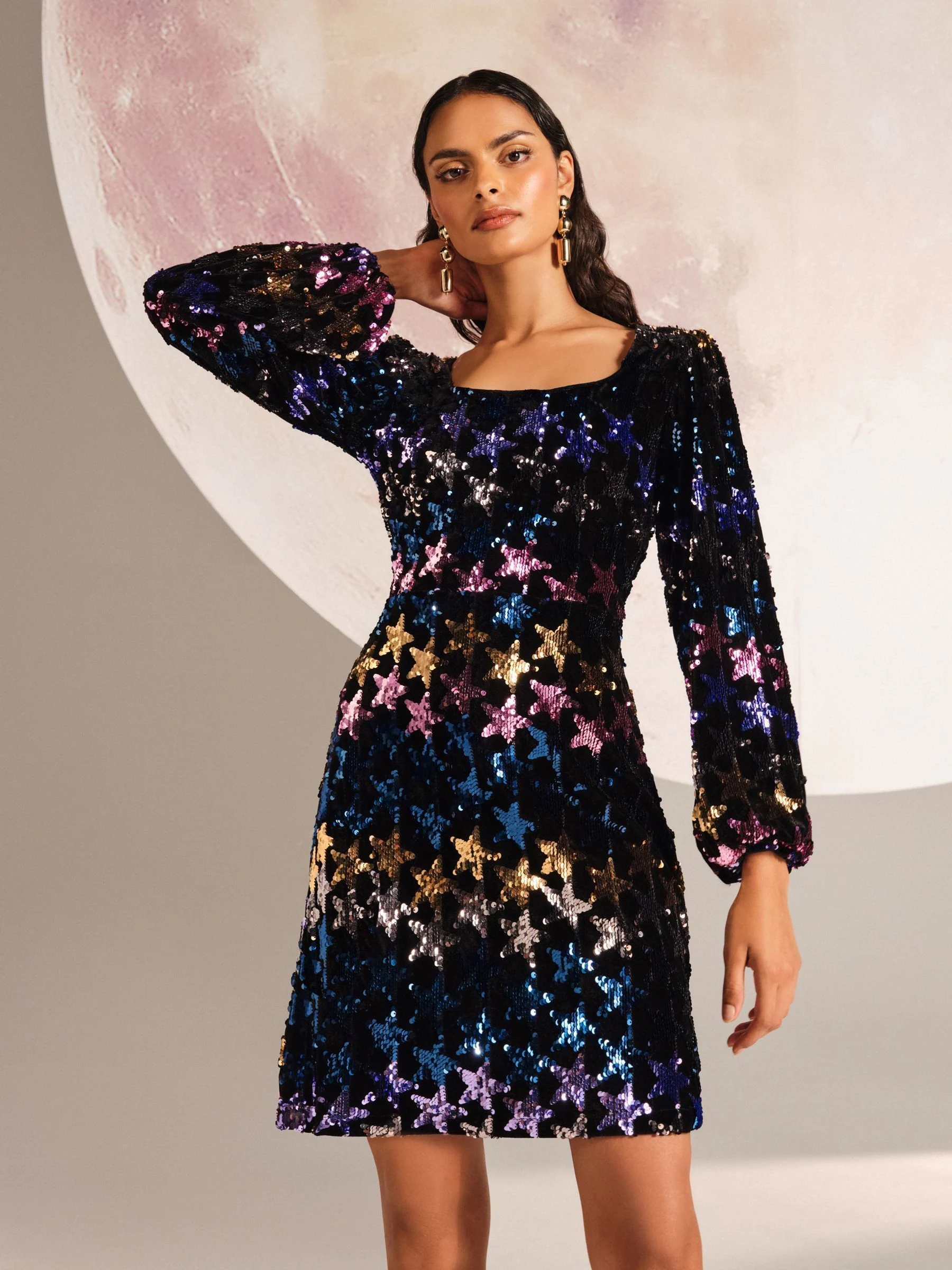 Love & Roses Sequin Velvet Mini Dress